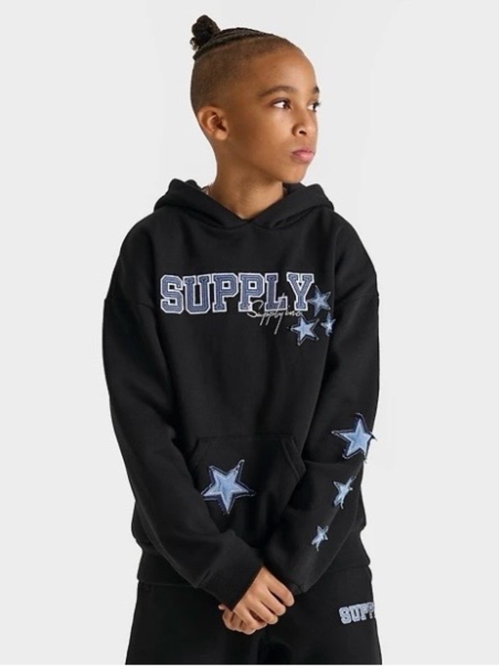 Kids' Black 'Supply' Star Graphic Hoodie